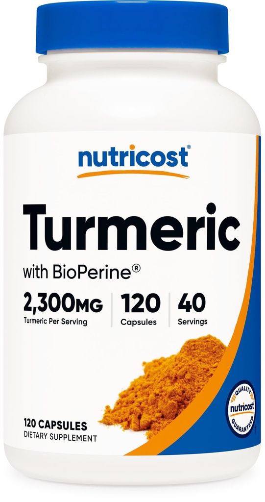 Nutricost Κουρκουμίνη με BioPerine και 95% Κουρκουμινοειδή, 2300mg, 120 Κάψουλες, Κάψουλες Veggie, 767mg ανά καπάκι, 40 Σερβιέτες, Χωρίς Γλουτένη, Μη ΓΤΟ