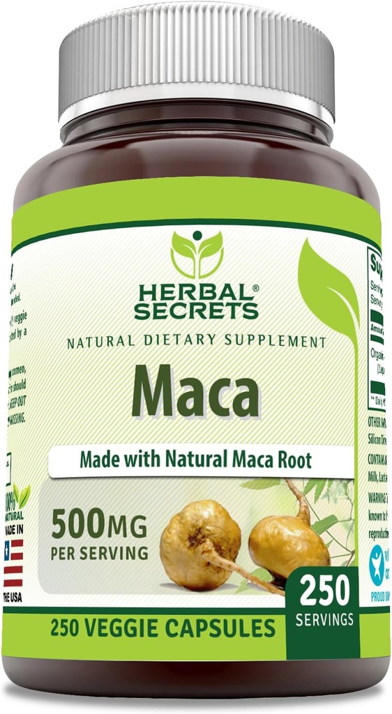 Herbal Secrets Maca 500mg 250 κάψουλες λαχανικών 