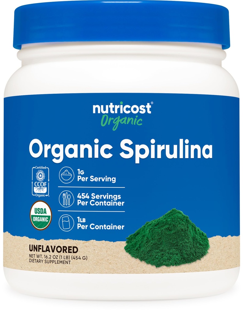Nutricost Βιολογική σκόνη Spirulina 454 γραμμάρια, 1LB - καθαρό, πιστοποιημένο οργανικό spirulina