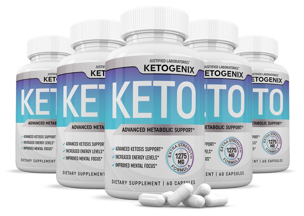 (5 Pack) Ketogenix χάπια Keto 1275MG Νέα & βελτιωμένη φόρμουλα Περιέχει μηλίτη μηλίτη μηλίτη έξτρα παρθένο ελαιόλαδο σκόνη πράσινο φύλλο τσαγιού 300 κάψουλες