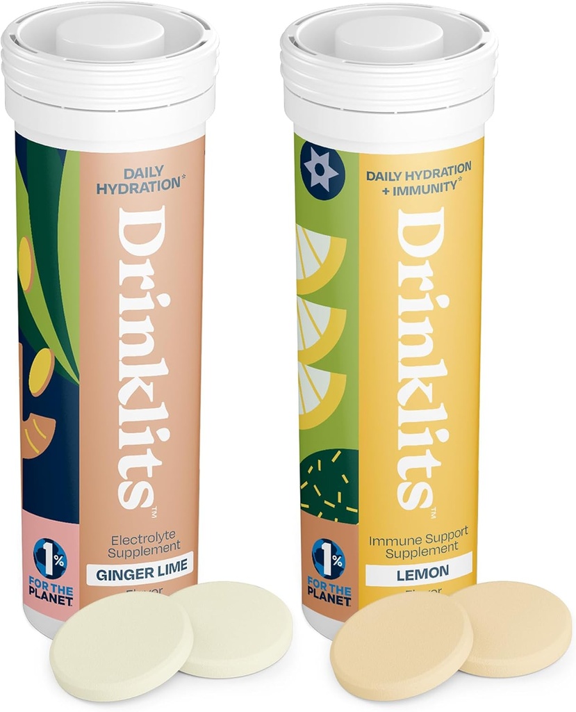 Ποτά Ginger-Lime Hydration & Lemon ανοσοποιητική υποστήριξη (2) Tube Combo Pack 