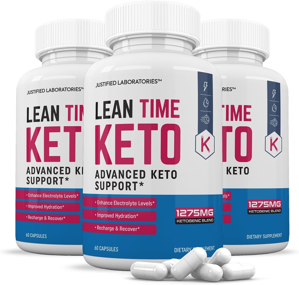 (3 Pack) Lean Time Keto Pills 1275MG New & Improved Formula Contains Apple Cider Vinegar Extra Virgin Olive Oil Powder Green Tea Leaf 180 Capsules