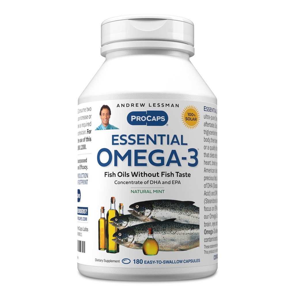 ANDREW LESSMAN Essential Omega-3 Mint - 180 Softgels - Ultra-Pure, Omega-3 Oils υψηλής ισχύος. Υψηλή DHA, Δεν Στομάχι Αναστατώνεται, Δεν Μόλυνση, Δεν Ερμή. Μικρό εύκολο να καταπιείτε Softgels