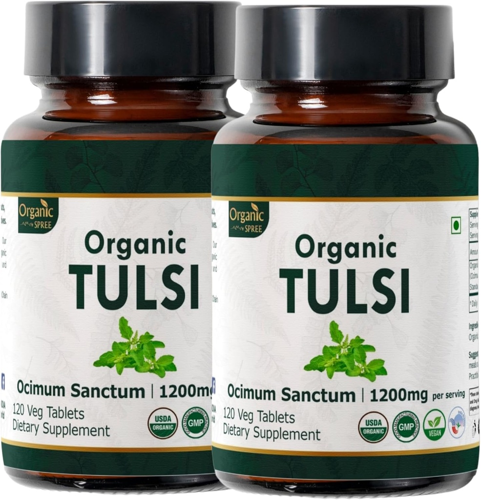Tulsi 120 δισκία – USDA Organic Holy Basil – Υποστηρίζει την ανακούφιση από το στρες και την προσαρμογόνο ισορροπία*