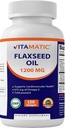 Vitamatic flaxseed Oil 1200 mg – 120 Softgels Ψυχρό Πιέστε flaxseed Oil με 675 mg ALA Omega-3 – Υποστηρίζει την υγεία της καρδιάς και τη συνολική ευεξία
