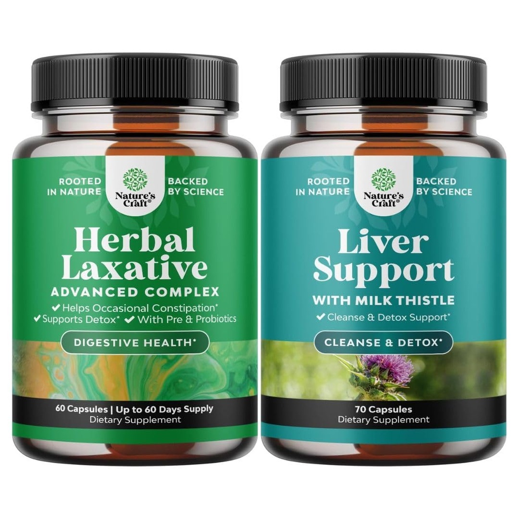 Δέσμη βότανων Laxative καψακίων με προβιοτικά και Liver Cleanse Detox & Repair Formula - Natural Colon Detox Digestive Support System - συμπλήρωμα στήριξης του ήπατος με γαϊδουράγκαθο γάλακτος