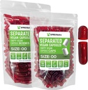 XPRS Nutra Vegan Size 00 Separated Capsules - 100 Count Premium Empty Capsules Separated in Bags - 00 Pills Empty for DIY Supplement Filling (Clear Red)