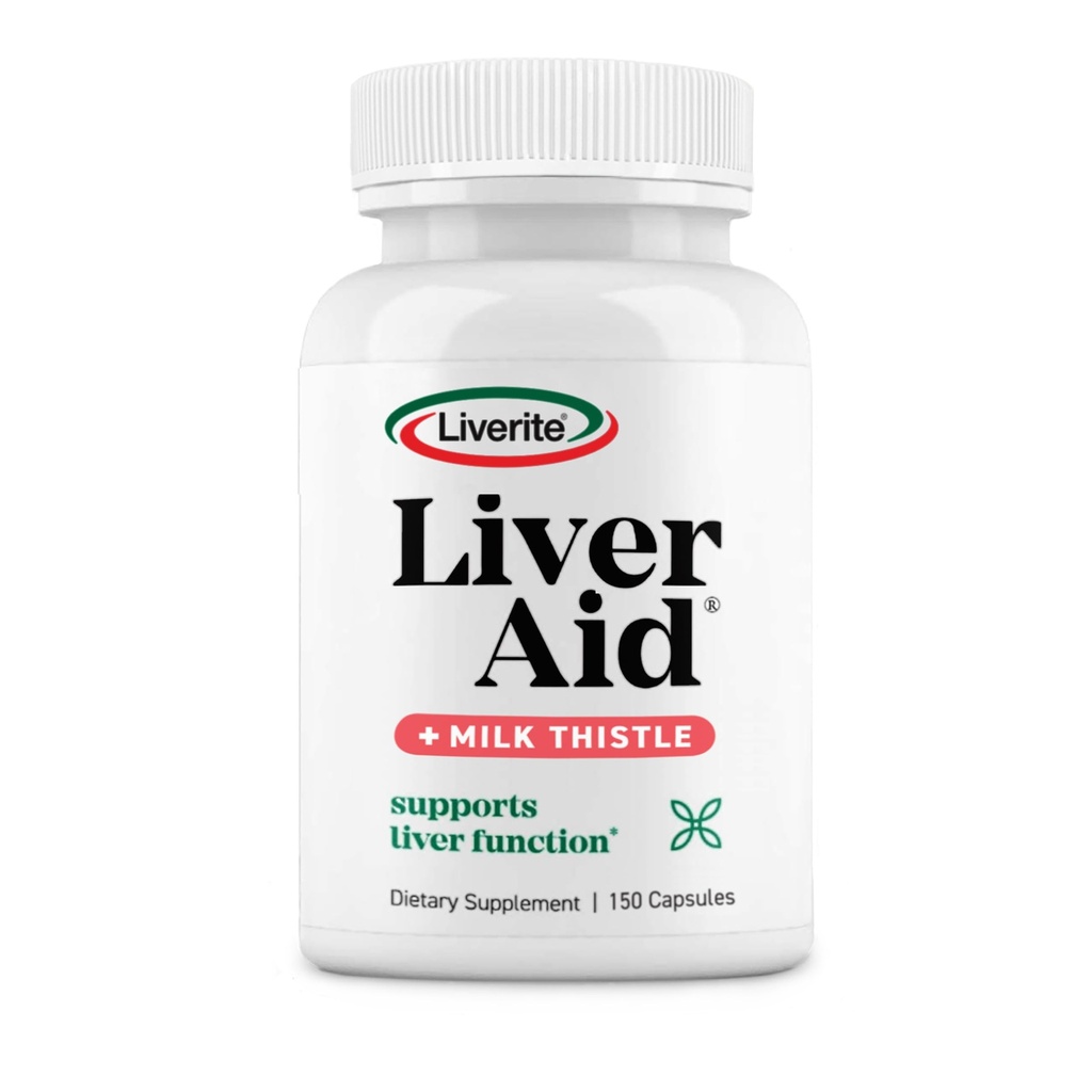 LIVERITE Liver Aid with Milk Thistle 150 Capsules, Liver Support Supplement with Amino Acids, Choline, Milk Thistle & Vitamin B12 – Supports Healthy Liver Function, Cleansing, Energy & Metabolism