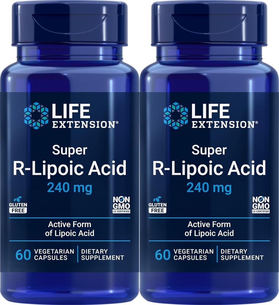 Life Extension Super R-Lipoic Acid 240 mg, 60 Vegetarian Capsules (Pack of 2)