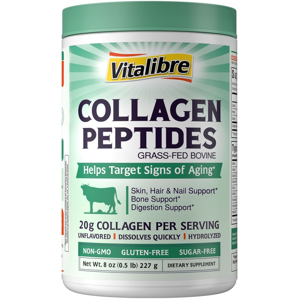 Bovine Collagen Peptides Σκόνη για γυναίκες και άνδρες, Grass-Fed Hydrolyzed Collagen Protein Type I & III, Δέρμα, Μαλλιά, Καρφιά, Οστέινα, Digestion, Άγευστη, Μη ΓΤΟ, Keto & GF, 11 Υπηρεσίες, 8oz