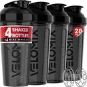 VELOMIX -4 PACK- 28 oz μπουκάλι αναδευτήρα πρωτεΐνης για μείγματα πρωτεϊνών - 4x σύρμα Whisk 