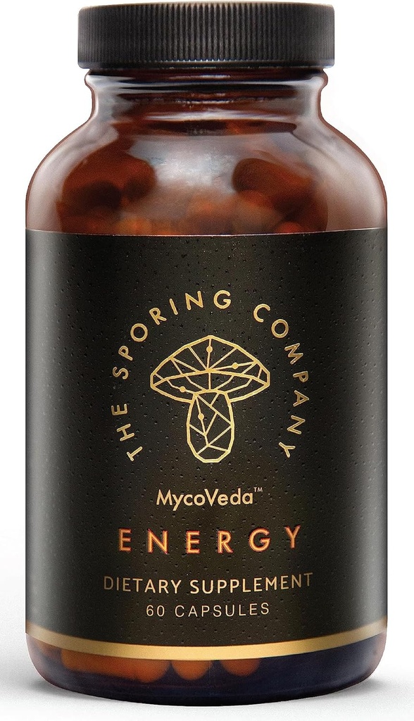 Energy - Mushroom Supplement - Cordyceps, Ashwangandha, Guarana - 3X More Mushroom - Energy Boost and Stamina (60 Capsules)