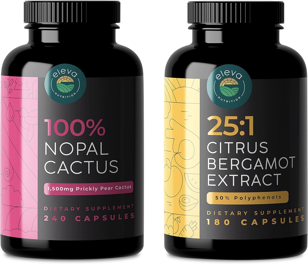 Citrus Bergamot & Nopal Cactus Bundle, 180 κάψουλες Citrus Bergamot, 240 κάψουλες Nopal Cactus, 1500 Mg Sun-Dried Prickly Pear Cactus με Black Pepper Extract, 1000 Mg εκχύλισμα Bergamot