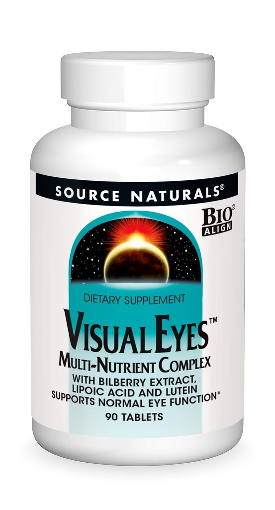 Source Naturals Visual Eyes Dietary Supplement - Multi- Nutrient Complex with Bilberry Extract, Lipoic Acid and Lutein - 90 Tablets