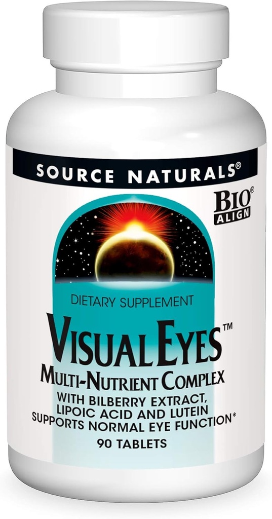 Source Naturals Visual Eyes Dietary Supplement - Multi-Nutrient Complex with Bilberry Extract, Lipoic Acid and Lutein - 90 Tablets