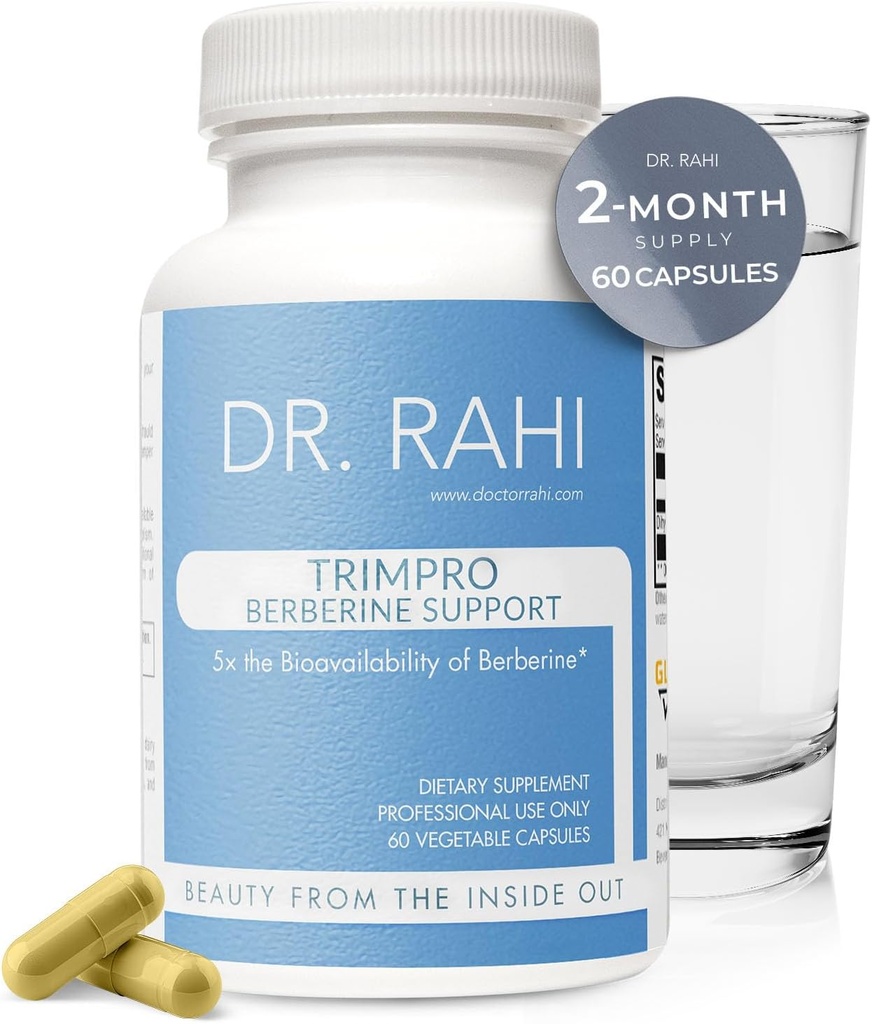 Dr. Rahi Berberine Supplement 200mg - 60 Κάψουλες Διυδροβερβερίνη Συμπληρώματα, Μεταβολισμός + Συμπλήρωμα Ανοσολογικής Υποστήριξης - Συμπλήρωμα HCL για Χαμηλό Στομαχικό Οξύ - Χωρίς Γλουτένη + Μη ΓΤΟ - Trimpro