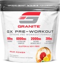 Granite GX Pre Workout Supplement, Sour Power Flavor, Supports Focus, Energy, & Performance with Teacrine, L-Citrulline, Betaine, & A-GPC (20 Servings)
