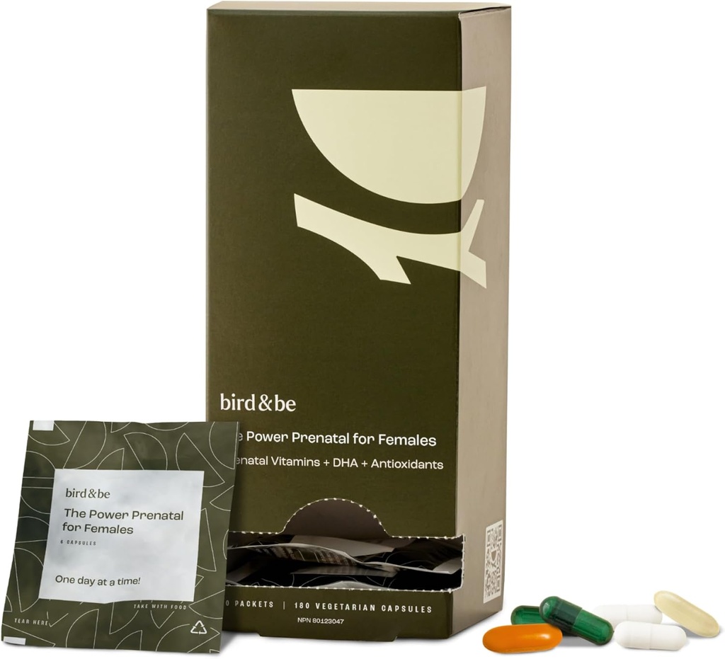 bird&be The Power Prenatal for Females - Fertility Support with Algae Oil DHA (Omega-3), CoQ10 and N-Acetyl Cysteine - 30-Day Supply