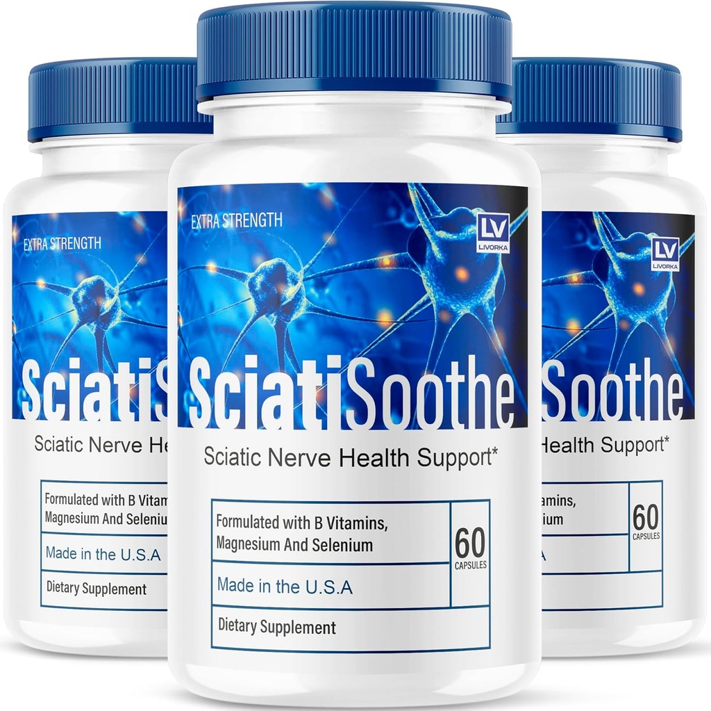 LIVORKA (3 Pack) Sciatisoothe - Sciatisoothe Supplement, Sciati Soothe, Sciatisoothe Vitamins, Sciatisooth, Sciati Soothe Supplement, Sciati Soothe Capsules, Sciatic Sooth, 180 Capsules for 3 Months
