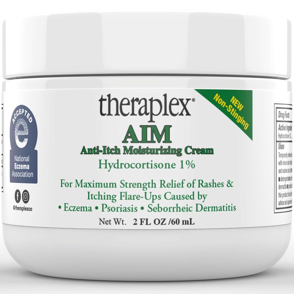 Theraplex AIM - Anti Itch Cream (2 oz) – 1% υδροκορτιζόνη για Ichy Skin Relief, ενυδατική κρέμα για το Eczema, Seborrheic Dermatitis. Ασφαλής για τα παιδιά. Ανακουφίζει την φαγούρα με τη μέγιστη δύναμη.