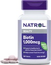 Natrol Beauty Biotin 1000mcg, Συμπλήρωμα διατροφής για υγιή μαλλιά, δέρμα, νύχια και την ενέργεια Μεταβολισμός, 100 δισκία, 100 ημέρες προσφοράς (πακέτο των 12)