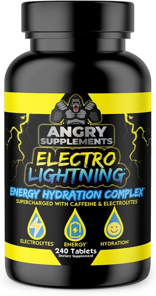 Angry Συμπληρώματα Electro Lightning Energy Hydration Complex Ηλεκτρολυτικά Δισκία - Ενυδατικό με Ασβέστιο, Μαγνήσιο, Νάτριο, Κάλιο & Καφεΐνη Χάπια (240ct, 120 Day Supply)