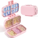 MEACOLIA Triple-Folding Pill Organizer, 9 Compartments Travel Pill Case with Large Capacity, Daily Pill Box Small Pill Container for Vitamin, Cod Liver Oil,Supplements (Pink)