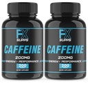 FXSUPPS Caffeine 200 mg χάπια (2-πακέτο, 400 κάψουλες) – Συμπλήρωμα υποστήριξης ενέργειας ταχείας δράσης για άνδρες και γυναίκες 