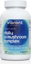 Daily 10 Mushroom Complex – Lions Mane, Reishi & Cordyceps – Immune Booster - Nootropic Brain Supplement - Natural Energy & Stress Relief – Gluten Free & Non-GMO - 90 Veggie Capsules