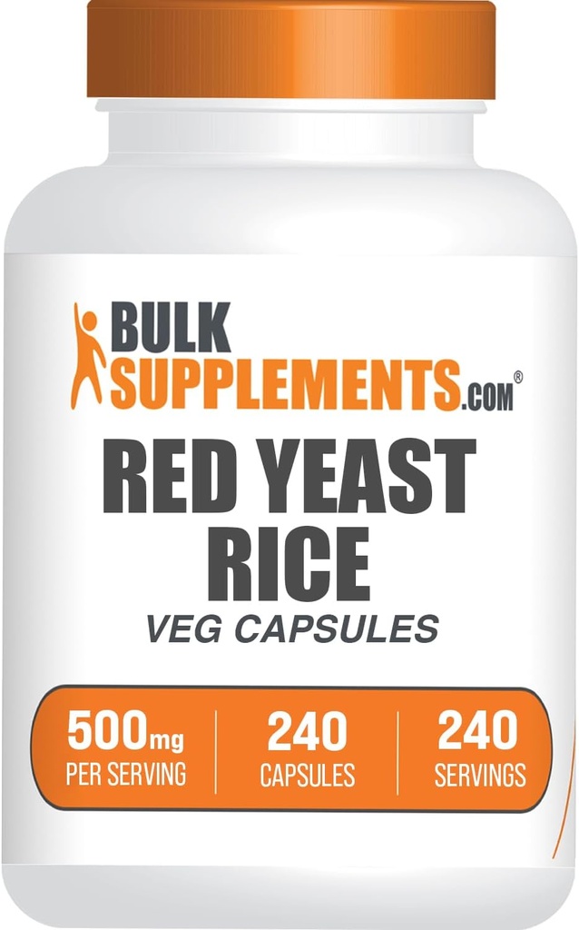 BulkSupplements.com Κόκκινες κάψουλες ρυζιού - Κόκκινο συμπλήρωμα ρυζιού ζύμης, βοτανικό συμπλήρωμα - Vegan, 1 κάψουλα ανά υπηρεσία, 240 κάψουλες λαχανικών (πακέτο του 1)