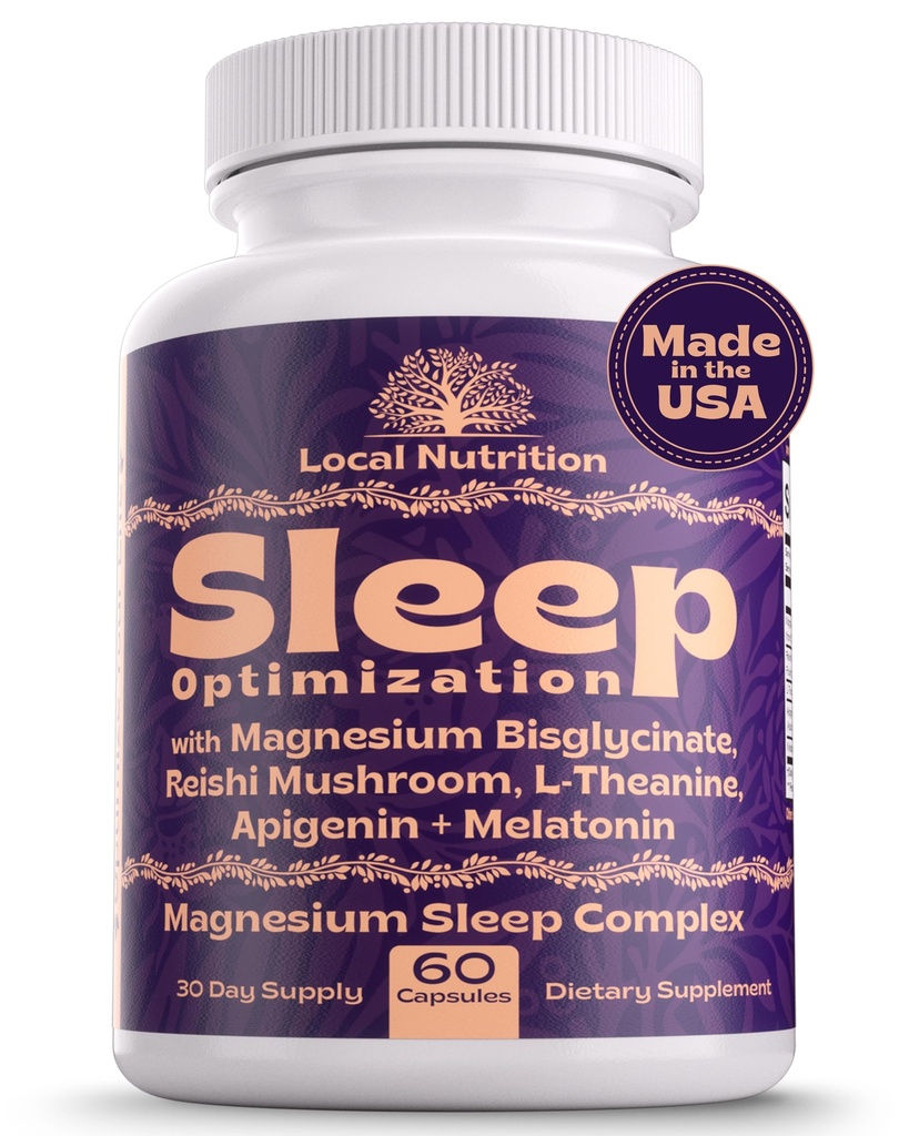 Natural Sleep Aid with Magnesium Glycinate 500mg Reishi Mushroom 350mg L-Theanine 300mg Apigenin 50mg Μελατονίνη 3mg - Συμπλήρωμα ύπνου μαγνησίου για βαθύ ύπνο, υποστήριξη ύπνου - 60 κάψουλες Κατασκευασμένες στις ΗΠΑ