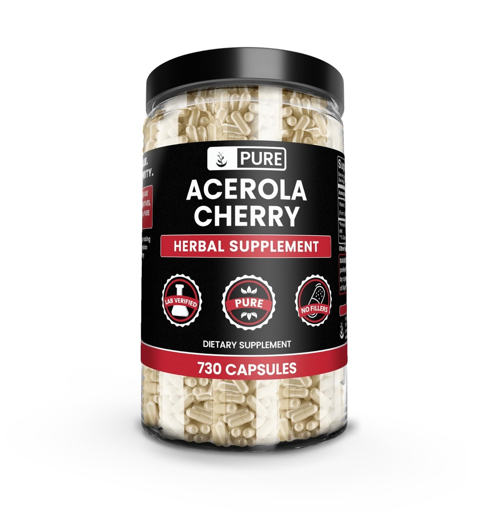 Αμιγώς πρωτότυπα συστατικά Acerola Cherry (730 κάψουλες) Όχι Μαγνήσιο ή Ρύζι Fillers, Πάντα καθαρό, Εργαστήριο Επαληθευμένο