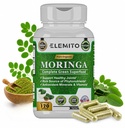 Κάψουλες Moringa, Pure Leaf Powder, Green Superfood, Ενέργεια, Μεταβολισμός, & Ανοσολογική Υποστήριξη, Μη ΓΤΟ, Vegan, Χωρίς Γλουτένη - 120 Κάψουλες