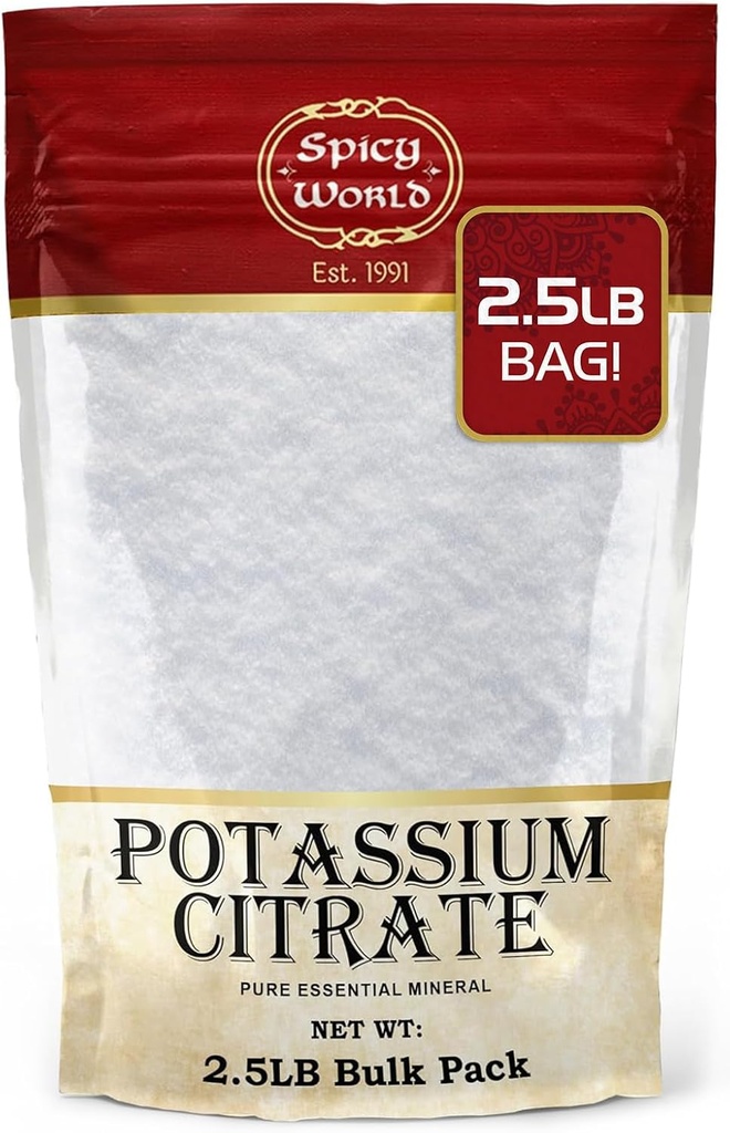 Κιτρικό κάλιο σε σκόνη 2.5 LB (40 Oz) Μαζική - αγνά συστατικά, Μαζική Κιτρικό κάλιο συμπλήρωμα, Vegan, βαθμός τροφίμων- από Spicy World