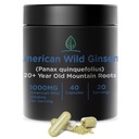Holistic Bin Άγρια Αμερικανική Ginseng κάψουλες καθαρό οργανικό Ginseng συμπλήρωμα Φτιαγμένο με Wild Συγκομιδή 20+ ετών Ρίζες από Appalachia (Panax Quinquefolius)