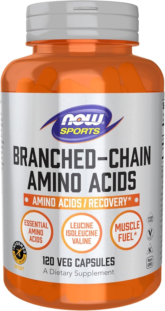NOW Foods Sports Nutrition, Branched Chain Amino Acids, With Leucine, Isoleucine and Valine, 120 Veg Capsules
