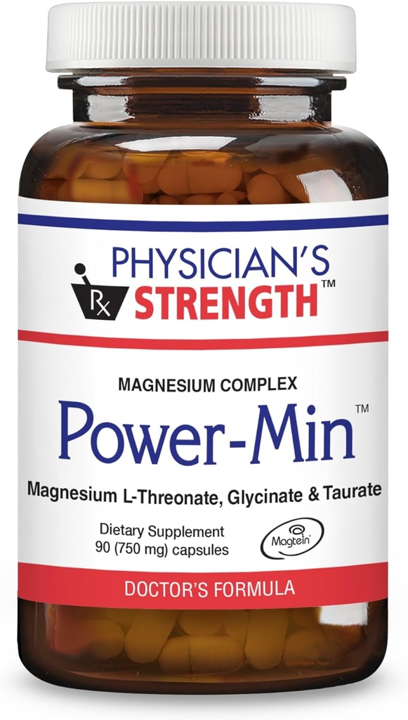 Physician's Strength Power-Min - 90 Capsules - Total Body Support - Magnesium Complex with Magnesium L-Threonate, Glycinate & Taurate - Highly Absorbable - 30 Servings