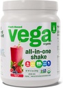Vega Organic All-in-One Vegan Protein Powder, Berry - Superfood Συστατικά, Βιταμίνες για την υποστήριξη της ανοσίας, Keto Friendly, Pea Protein for Women & Men, 12.1 oz (Packaging May Vary)