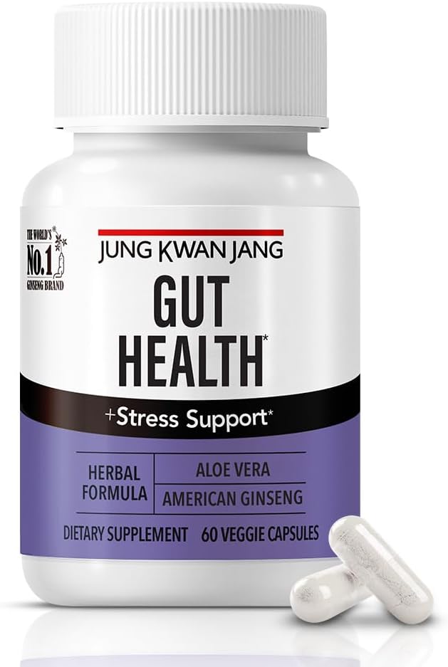 JungKwanJang Gut Health Support with Aloe Vera (833mg) and American Ginseng for Gut Health, Digestion, Ανοσία, 60 κάψουλες για άνδρες και γυναίκες