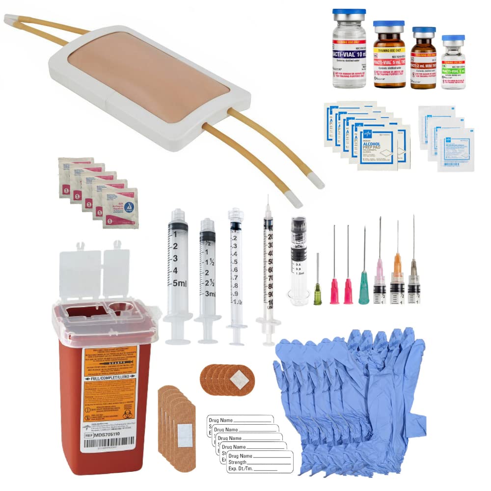 Κιτ εξάσκησης  Venipuncture Lab Anatomy με φορητή arm pad προσομοίωσης μοντέλο IV + συμπληρωματικές προμήθειες δεξιοτήτων εγχύσεων Kit Clinical Nursing Training, 65 κομμάτι Bundle