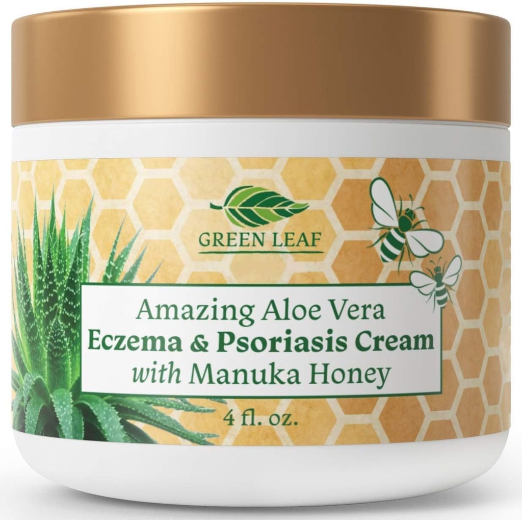 Manuka Honey Eczema Cream Moisturizing Lotion for Psoriasis Relief - Itchy, Dry Skin Rash Ointment - Soothing Moisturizer for Baby, Kids, Adults - High Strength Body & Face Cream 4oz