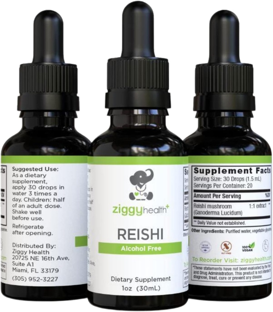 Reishi Mushroom Extract - Υγρή Βάμμα - Συμπλήρωμα για την Ανοσία Άμυνα & Εγκεφαλική Υποστήριξη, Υποστήριξη Υγιεινή λειτουργία του ήπατος, Ενέργεια Booster, & Κοιμήσου Καλύτερα, 1oz από Ziggy Υγεία