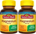 Nature Made Magnesium Oxide 250 mg, Συμπλήρωμα διατροφής για τους μυς, την καρδιά, τα οστά και τα νεύρα Υποστήριξη για την υγεία, 100 δισκία, 100 ημέρες προσφοράς (πακέτο των 2)