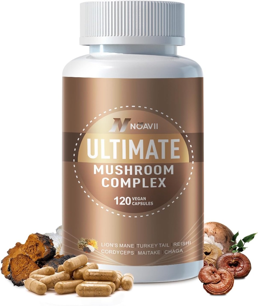 Mushroom Complex Supplement 2600mg, 120 Capsules - 10 Mushrooms Blend - Reishi, Lions Mane, Cordyceps, Chaga, Turkey Tail, Maitake, Shiitake, Oyster Nootropic Complex - Brain, Energy, Focus Pills