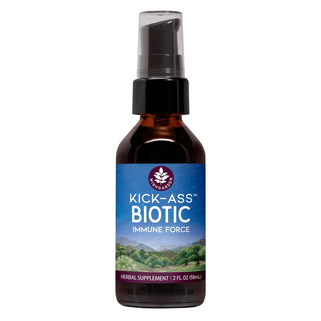 WishGarden Herbs Kick-Ass Biotic, Echinacea Goldenseal Propolis & Usnea Liquid Tincture, Immune & Lymphatic Support, Gluten-Free, 2oz