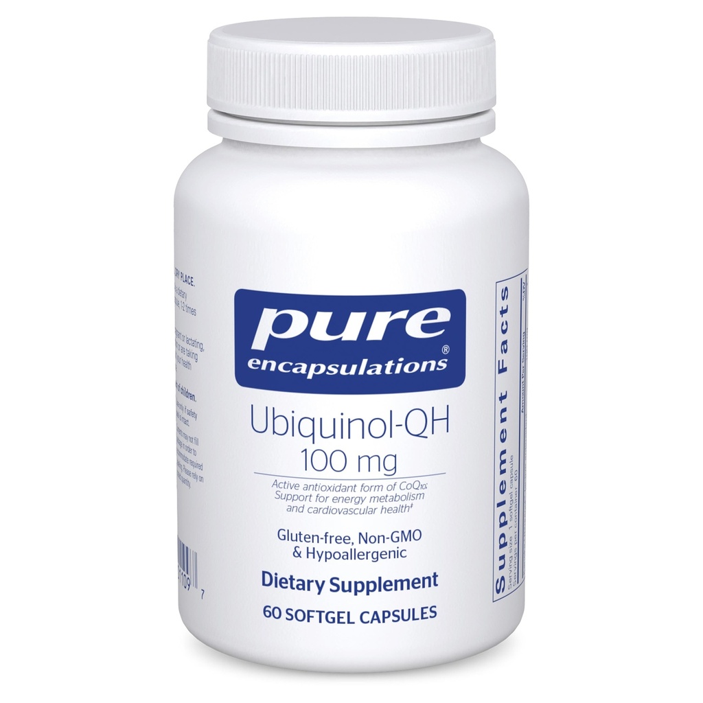 Καθαρές ενθυλακώσεις Ubiquinol-QH - 100 mg CoQ10 - Υποστηρίζει τον Ενεργειακό Μεταβολισμό & την Υγεία της Καρδιάς* - Συμπληρώματα αντιοξειδωτικών Συνενζύμων - Μη ΓΤΟ - 60 κάψουλες Softgel