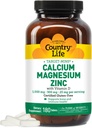 Country Life Calcium Magnesium Zinc with Vitamin D3 and L-Glutamic Acid, Dietary Supplement for Bone Support, Certified Gluten Free, 1000mg/500mg/25mg, 180 Tablets