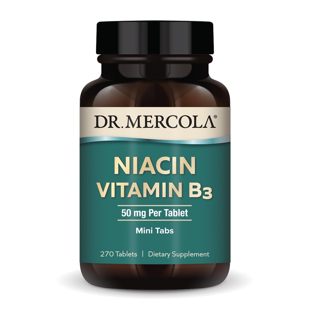Δρ. Mercola Νιασίνη Βιταμίνη Β3, 90 Σερβίρει (270 δισκία), Συμπλήρωμα διατροφής, Mini Tabs, Απαραίτητη βιταμίνη Β, Μη ΓΤΟ