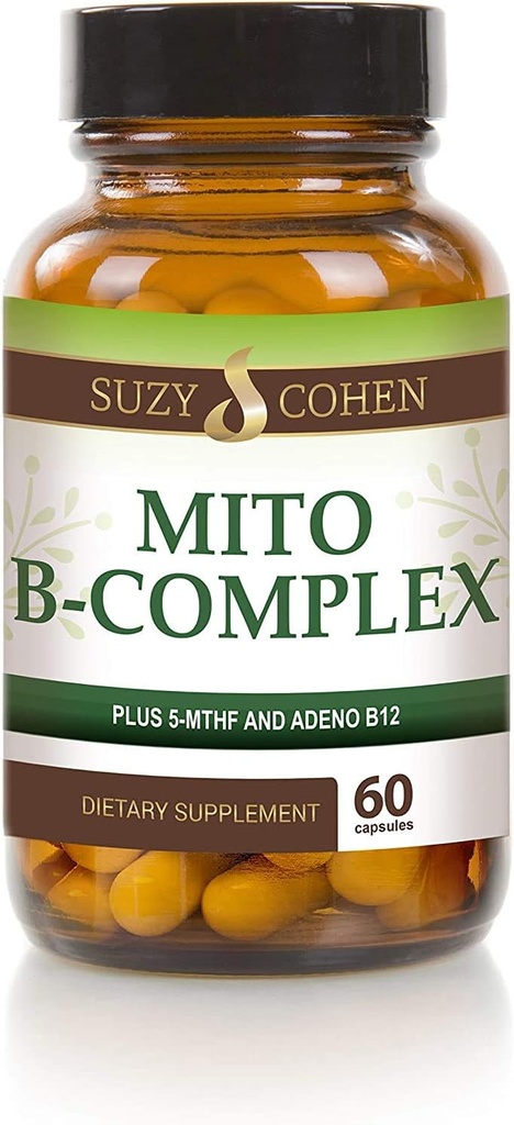 Suzy Cohen, Mito B Complex Συμπλήρωμα διατροφής, 5-MTHF, Adeno B12, Υποστήριξη μεθυλίωσης, Υποστηρίζει Υγιές Νευρικό Σύστημα, Ενισχύστε την ενέργεια, Βιταμίνη Β, 60 Υπηρεσίες