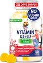 Βιταμίνη D3 K2 Gummies χωρίς ζάχαρη 5000 IU - Gummies ανοσοποιητικής και οστικής υποστήριξης - Συμπλήρωμα Gummy βιταμίνης D για ενήλικες - Υψηλής απορρόφησης, Vegan, Hanal, χωρίς γλουτένη Μασώμενες Βιταμίνες
